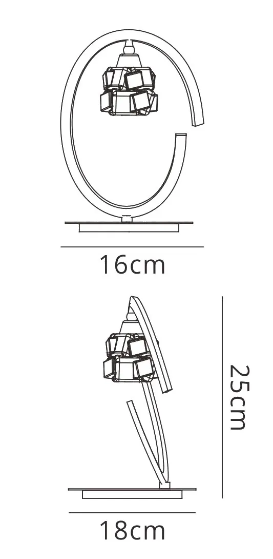 Ice SN 25cm 1 Light Table Lamp M1856  Mantra Ice Satin Nickel
